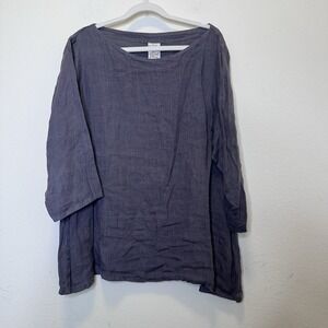 Match Point USA Linen Top Blouse Womens Size S Gray  Lagenlook Minimalist Resort